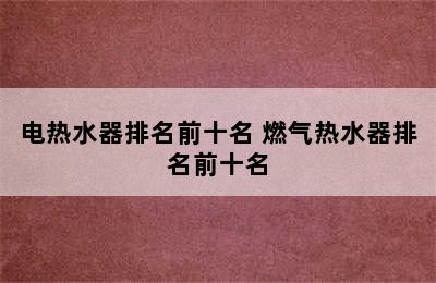 电热水器排名前十名 燃气热水器排名前十名